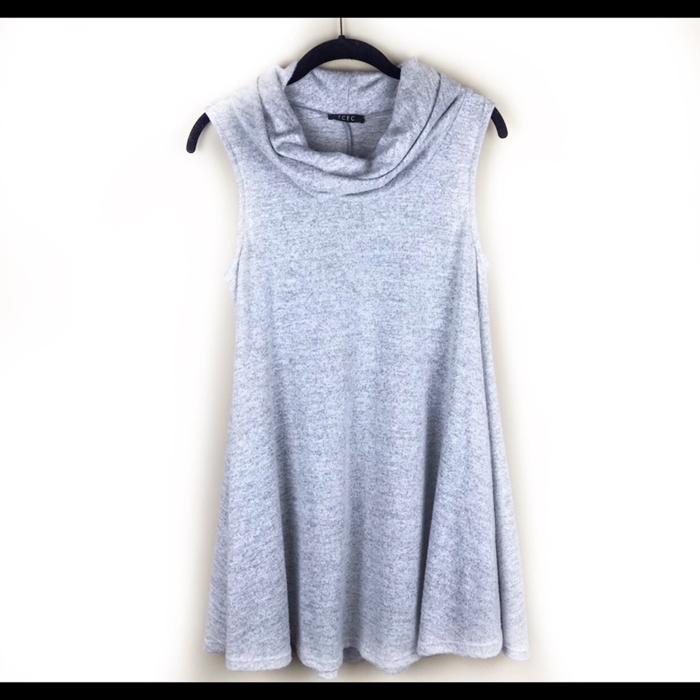 ⭐️ TCEC Gray Sweater Dress Mini Cowl Neck